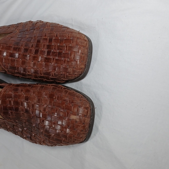 Brown Basket Weave Leather Slip-ons - Picture 7 of 7